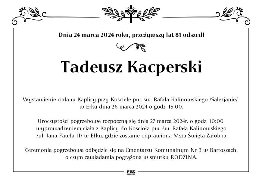 Tadeusz Kacperski - nekrolog